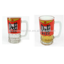 Factory custom printed beer glass with logo,custom beer tankard,printed beer mug